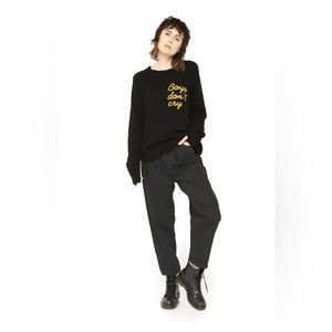 Sandrine Rose Black Relaxed Fit Button Fly Trouser Pants, 26 NWT